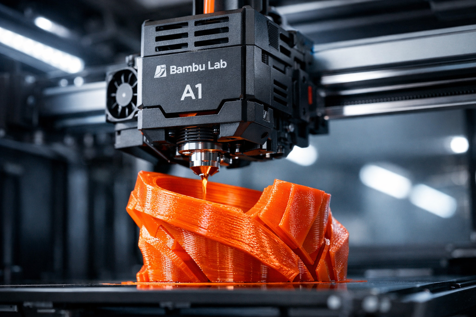 Impressora 3D Bambu Lab A1 em funcionamento
